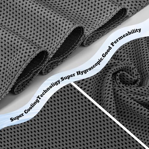 Honoson 30 Pack Cooling Towels for Neck and Face, 27 x 16 in, Dark Grey - color: Dark Grey
