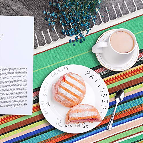 Xplanet 84 X 59 Inch Mexican Serape Blanket Bay Window Blanket, Mexican Tablecloth Serape Tatami Blanket Bed Blanket Table Cover Tapestry Blanket Picnic Mat for Mexican Party Wedding Decorations - color: Pattern-green