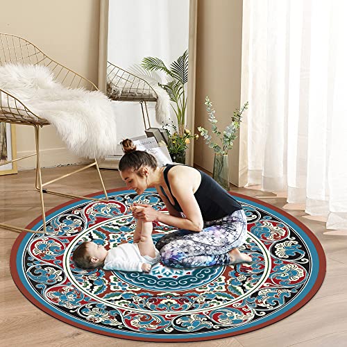 Knsbk Large Round Yoga Mat 4.6'X3.5mm for Exercise Premium Extra Thick, Ultra Comfortable, Non Slip, Meditation Mat - color: Mixed flowers B