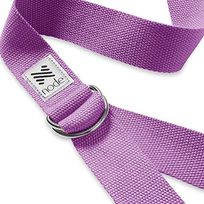 7-1/2' Yoga Strap for Stretching, Woven Cotton Blend Yoga Strap with Adjustable D-Ring Buckle for Exercise, Therapy and Fitness - color: Purple