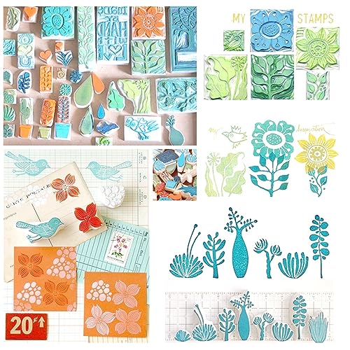 Tosnail 16 Pack Rubber Stamp Carving Blocks, 4 x 6 Inches Soft Linoleum Block for Beginners and Professional Engraving Printing, Stamp Making, Pink