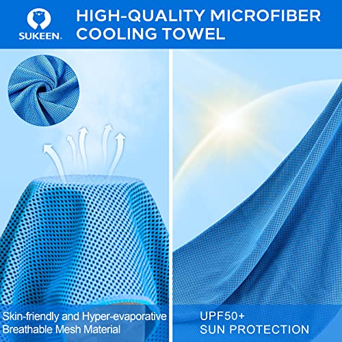 Sukeen 4 Pack Cooling Towels (40"x 12"), Cooling Neck Wraps, Soft Ice Towel - color: Blue/Grey/Royal Blue/Black
