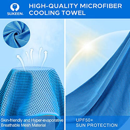 Sukeen 4 Pack Cooling Towels (40"x 12"), Cooling Neck Wraps, Soft Ice Towel - color: Blue/Grey/Royal Blue/Black