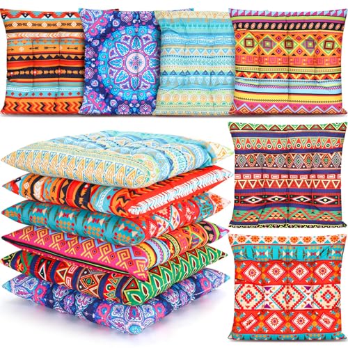 Menkxi 6 Pcs Bohemian Floor Pillows 15 Inch, Stylish - color: Stylish