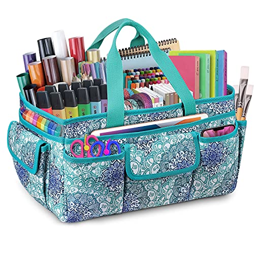 FINPAC Craft Storage Tote Bag with Pockets, Scrapbooking Carrying Case - color: *Emerald Illusions