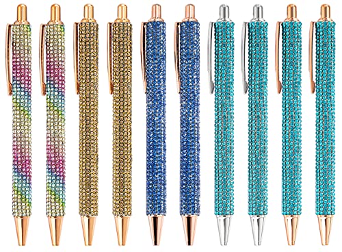 Gullor Click Ballpoint Pens, Diamond-encrusted Ball Pens, Black Ink Medium Point 1mm, for Office Supplies Gift Wedding Birthday - color: Color Set 4, style: 10 Pieces