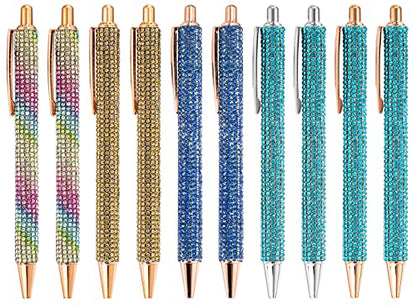 Gullor Click Ballpoint Pens, Diamond-encrusted Ball Pens, Black Ink Medium Point 1mm, for Office Supplies Gift Wedding Birthday - color: Color Set 4, style: 10 Pieces