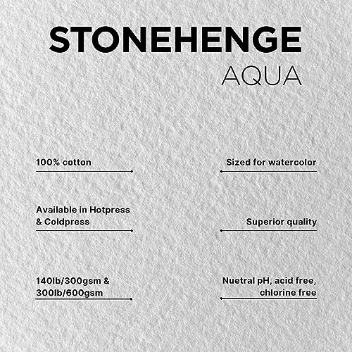 Stonehenge Aqua White Medium Weight Block, 140lb, Coldpress, 7 x 10 Inches, 15 Sheets for Wet and Dry Media - size: 7x10"