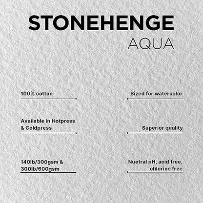 Stonehenge Aqua White Medium Weight Block, 140lb, Coldpress, 7 x 10 Inches, 15 Sheets for Wet and Dry Media - size: 7x10"