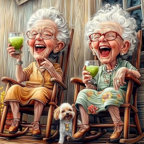 Bowetile 5D Grandma Diamond Art Kits for Adults Beginners, Funny Grandma Diamond Painting Kits, DIY Full Round Drill Diamond Dots Paintings Picture Gem Art Craft for Home Wall Decor 12x16 Inch - color: Grandma