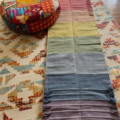 Jaipur art & Rugs Cotton Yoga Mat - Eco-Friendly Hand-Woven Rug - Non Slip & Thick (24”x72”x5mm) for Everyday Fitness at Home - Comfortable Extra-Long - color: Multicolor 8