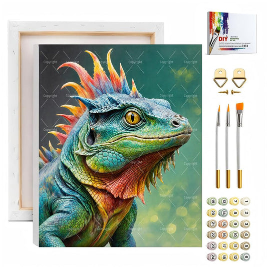 Sceorixa Lizard Paint By Numbers Kit for Adults - DIY Colorful Iguana Reptile Portrait Painting On Canvas, Acrylic Paint Set, Suitable for Beginners, Animal Wall Art Decor(16X20IN Framed) - color: WY00719, size: 16X20IN framed