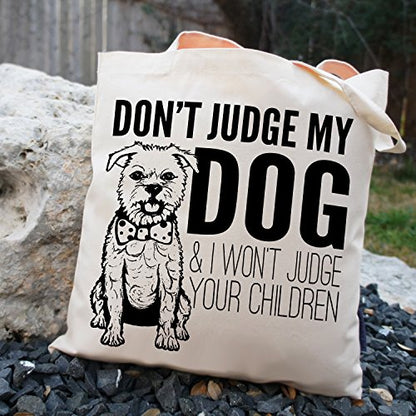 Pet Studio Art Don't Judge My Dog Tote Bag - color: Dog