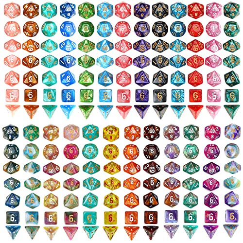 DND Dice Set, 25 X 7 (175 Pcs) Polyhedral Dice with 1 Black Pouch - color: 25sets-1