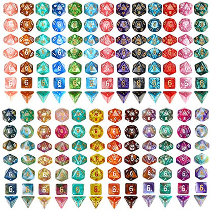 DND Dice Set, 25 X 7 (175 Pcs) Polyhedral Dice with 1 Black Pouch - color: 25sets-1
