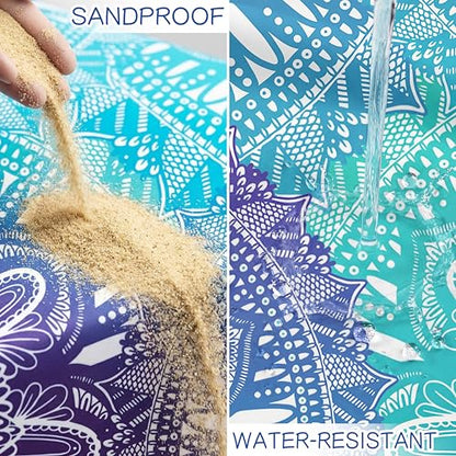 Aroveea Beach Blanket Waterproof Sandproof 78''X81''/10'X9' Oversized Mat - color: Mandala3, size: 78''x110''