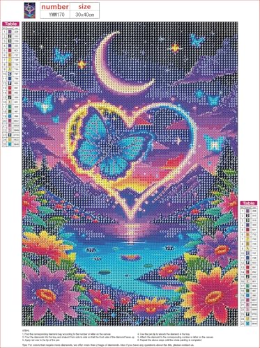 MXJSUA Heart Lake Diamond Art Painting Kits for Adults, Full Drill 5D Round Dots Diamonds Paint Picture for Beginners, Gem Art Painting Craft Kits for Home Decor Gift 12x16 inch - color: Heart Lake