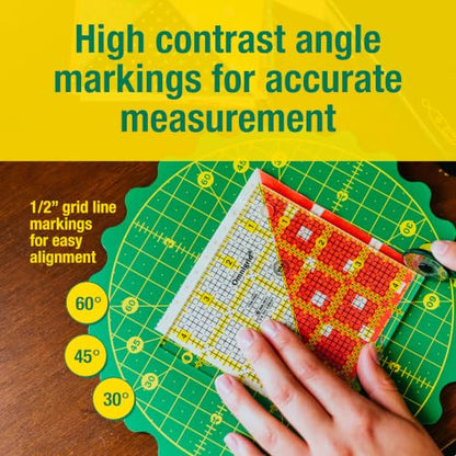 Omnigrid 360 Rotating Self-Healing Cutting Mat, 8 Inch Precision Fabric Cutting Mat with Durable Surface for Quilting, Sewing & Crafts - style: 8"