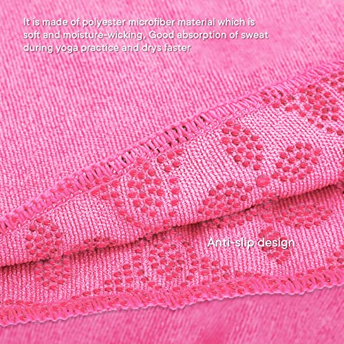 Yoga Towels, Non Slip Hot Yoga Mat Towel with Grip Dots,Super-Absorbent Soft Microfiber Yoga Blanket for Pilates, Fitness and Workout 72inch x 24inch - color: Hot Pink