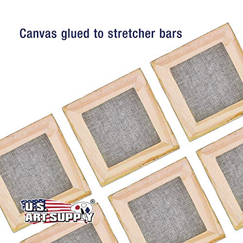 U.S. Art Supply 3" x 3" Black Mini Professional Stretched Canvas 12 Pack | Small Primed Stretched Artist Canvas Professional - Ideal for Arts & Crafts