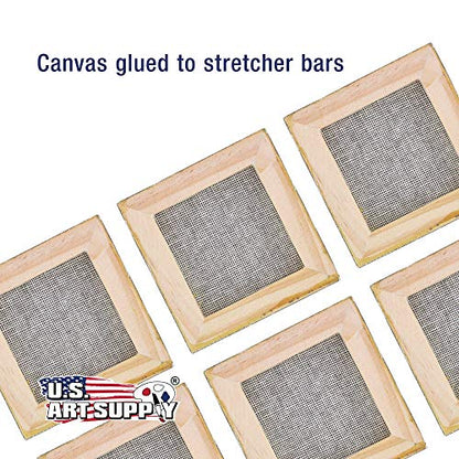 U.S. Art Supply 3" x 3" Black Mini Professional Stretched Canvas 12 Pack | Small Primed Stretched Artist Canvas Professional - Ideal for Arts & Crafts