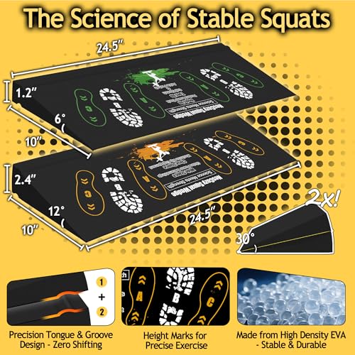 Squat Wedge Height-Adjustable Slant Board: 2Pcs Wide Wedges for Weightlifting Leg Glute Workout Improve Strength and Mobility for Gym Home - size: Large*2+Small*2