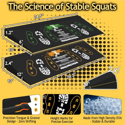 Squat Wedge Height-Adjustable Slant Board: 2Pcs Wide Wedges for Weightlifting Leg Glute Workout Improve Strength and Mobility for Gym Home - size: Large*2+Small*2