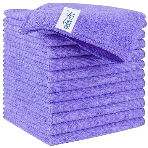 HOMEXCEL Purple Microfiber Cleaning Cloth, Microfiber Towels for Car,12 PK | Lint Free Cleaning Rags for Household & Kitchen, Car Wash Towels for Detailing Drying, Scratch-Free, 11.5"X 11.5" - color: Purple