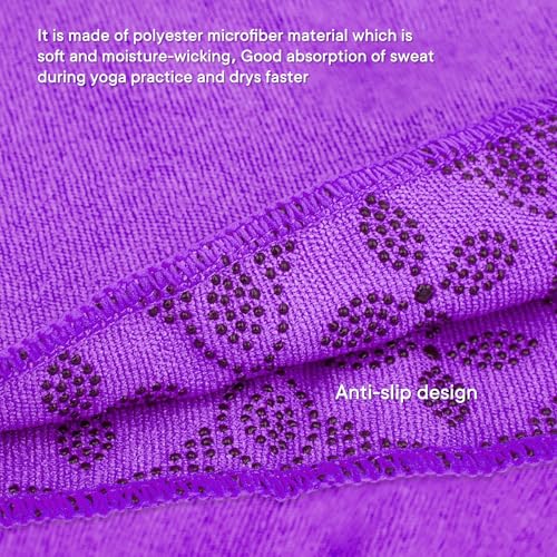 Yoga Towels, Non Slip Hot Yoga Mat Towel with Grip Dots,Super-Absorbent Soft Microfiber Yoga Blanket for Pilates, Fitness and Workout 72inch x 24inch - color: Purple