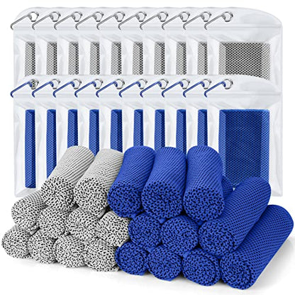 Cooling Towel (Pack of 20, 40"x12") with Pouches for Sports - color: 10grey10darkblue