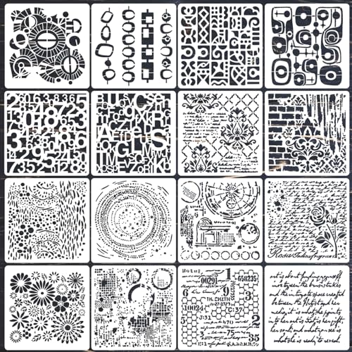 Texture Stencils for Painting Geometric Stencils for Mixed Media 6" | Cubist Layering Background Stencil for Painting on Wood Furniture Card Canvas Scrapbook - style: Cubist