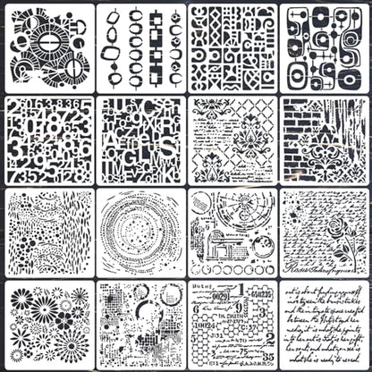 Texture Stencils for Painting Geometric Stencils for Mixed Media 6" | Cubist Layering Background Stencil for Painting on Wood Furniture Card Canvas Scrapbook - style: Cubist