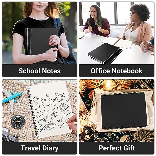 EUSOAR Blank Spiral Notebook, A4 3 Packs 8.5"x 11" Hardcover Blank Kraft Sketch Notebook Bulk，College Wirebound Memo Notepads Diary Planner Notebook Journal with Unlined Paper 120pages/60sheets - color: Black, size: A4-3 Packs