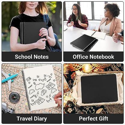 EUSOAR Blank Spiral Notebook, A4 3 Packs 8.5"x 11" Hardcover Blank Kraft Sketch Notebook Bulk，College Wirebound Memo Notepads Diary Planner Notebook Journal with Unlined Paper 120pages/60sheets - color: Black, size: A4-3 Packs