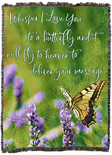Pure Country Weavers Whisper I Love You to A Butterfly Blanket - Sympathy Bereavement Gift Tapestry Throw Woven from Cotton - Made in the USA (72x54) - color: Butterfly, size: 72" x 54"