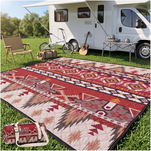 Waterproof Picnic Blanket Outdoor Camping Beach Mat Outside Rug Tent Floor Carpet Extra Large Foldable Sandproof Car Essential Roadtrip Gadget Rv Accessories Glamping Gear Must Haves Hiking Stuff Gift - color: Boho Brown