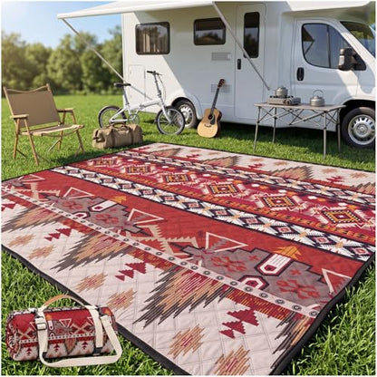 Waterproof Picnic Blanket Outdoor Camping Beach Mat Outside Rug Tent Floor Carpet Extra Large Foldable Sandproof Car Essential Roadtrip Gadget Rv Accessories Glamping Gear Must Haves Hiking Stuff Gift - color: Boho Brown