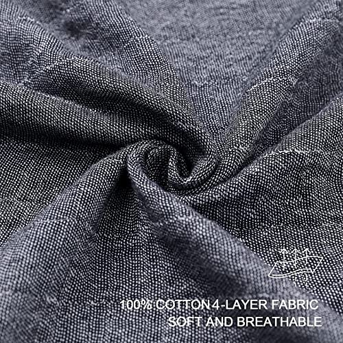 SE SOFTEXLY Muslin Throw Blanket, 4-Layer Dyed Yarn, 80”x90”, Dark Blue - color: 9-dark Blue, size: Full/Queen-80" x 90"