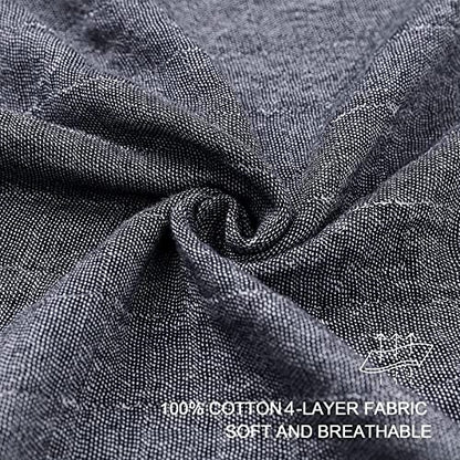 SE SOFTEXLY Muslin Throw Blanket, 4-Layer Dyed Yarn, 90”x102”, Dark Blue - color: 9-dark Blue, size: King-90" X 102"