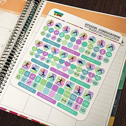 Yoga Poses Planner Calendar Scrapbooking Crafting Sticker Set - color: Clear