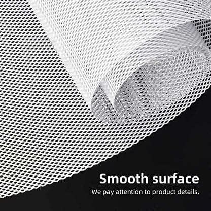 AggAuto Universal 40"x13" Car Grill Mesh 4x8mm Rhombic Hole White | Aluminum Alloy Automotive Grille Insert Bumper, One of the Most Multifunctional Shape Grids 100x33cm - size: 4x8mm Rhombus - White