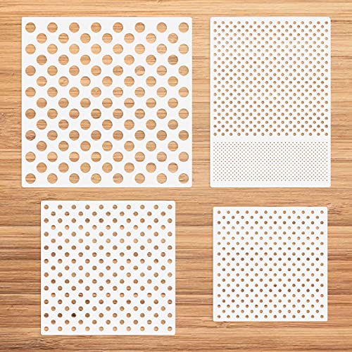 CIEOMODA Polka Dots Stencils,4 Pack Assorted Sizes Reusable Circle Pattern Plastic Templates for Making DIY Craft Painting on Wood Furniture Pillows,Tile, Canvas, Floor and Wall Decor - style: Polka Dots