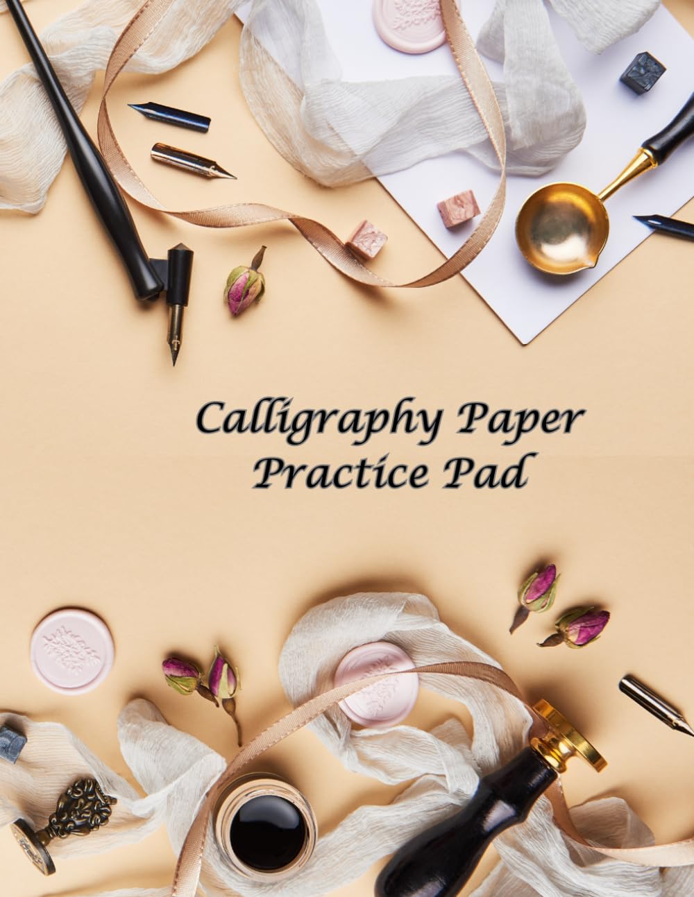 Calligraphy Paper Practice Pad: Handwriting for Beginners Cream with Scattered Items