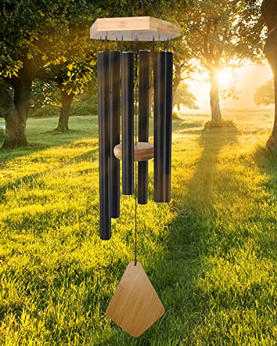 Wind Chimes 30 Inches Deep Tone Memorial Wind Chimes with Hook for Mother's Day/Housewarming/Christmas, Patio, Garden, Yard, Home Decor, Black - size: 30"BK