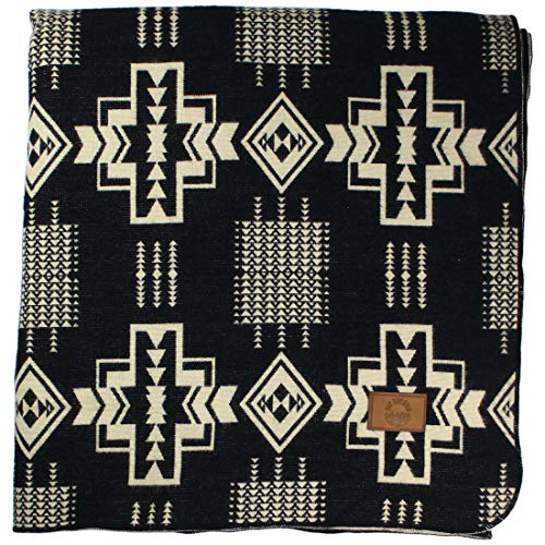 Inca Aztec Throw, Queen, King Blanket | Southwest Indian Navajo Boho Style | Native Cover for Camping, Bedding, Couch, Vanlife | Faux Alpaca, Lightweight, Hypoallergenic (Obsidian Black, Queen) - color: Obsidian Black, size: Queen