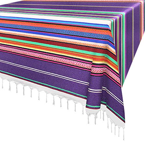 Xplanet 84 X 59 Inch Mexican Serape Blanket Bay Window Blanket, Mexican Tablecloth Serape Tatami Blanket Bed Blanket Table Cover Tapestry Blanket Picnic Mat for Mexican Party Wedding Decorations - color: Pattern-purple