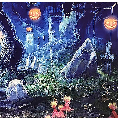 7X5FT Halloween Theme Forest Scary Scene Pumpkin Pictorial Cloth Photography Background Computer-Printed Vinyl Backdrop Photo Studio Prop TP272 - size: 7'x5'