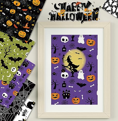 YASMEN Scrapbook Paper Pad - 6"×6” - 24 Sheets Halloween Scrapbooking Supplies Kit - 160gsm Single-Sided Pattern, Designer Planner, Junk Journal Craft Paper, Card Making Supplies - color: Halloween - 6×6