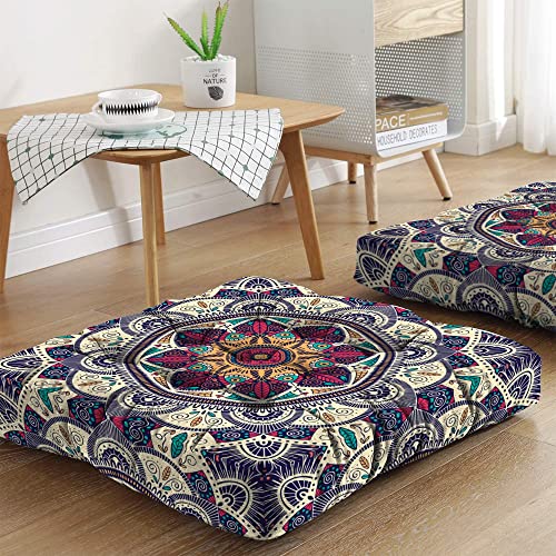 Mandala Meditation Cushion, Boho Meditation Mat, Meditation Pillows For Sitting on Floor, Cushions for Sitting in Home and Outdoor, Square Floor Pillow Cushion Seating for Yoga Accessories 22'' x 22'' - color: 01.mandala Meditation Cushion-1, size: 22x22