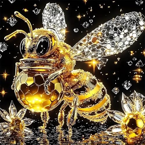 Xoaoes Bee Diamond Art Kits for Adults, 5D Diamond Painting Kits | DIY Gem Painting, Crafts for Adults, Diamond Art Paintings Kit, Full Drill Diamond Dot for Home Wall Decor 14 X 14 Inch - color: CM045